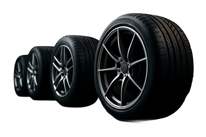 Professional high-performance tires with transparent background - Quality tires for all vehicles